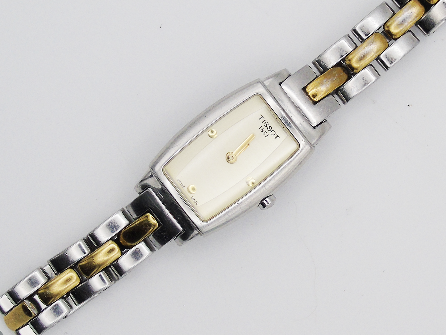Vintage Tissot Ladies Watch Two Tone Gold and Silver Tone Quartz Swiss Tank Watch - Gems Forgotten