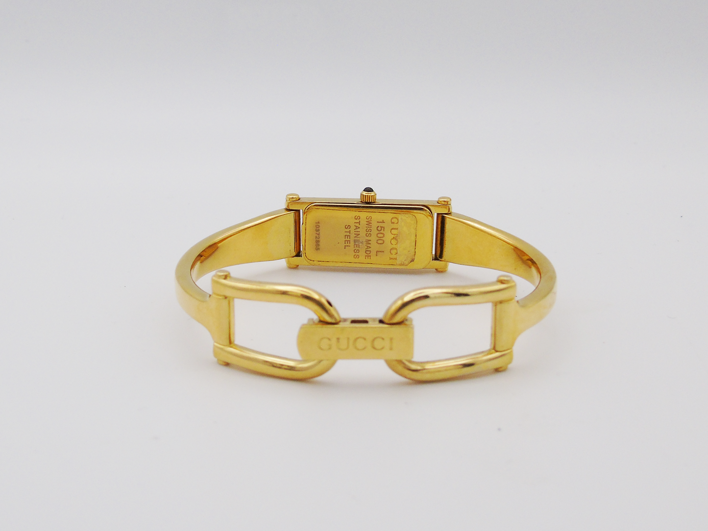 Gucci 1500L Gold Watch – Vintage Gucci Ladies Gold Watch, Elegant Gold Tank Watch Black Dial G01 (Copy) - Gems Forgotten