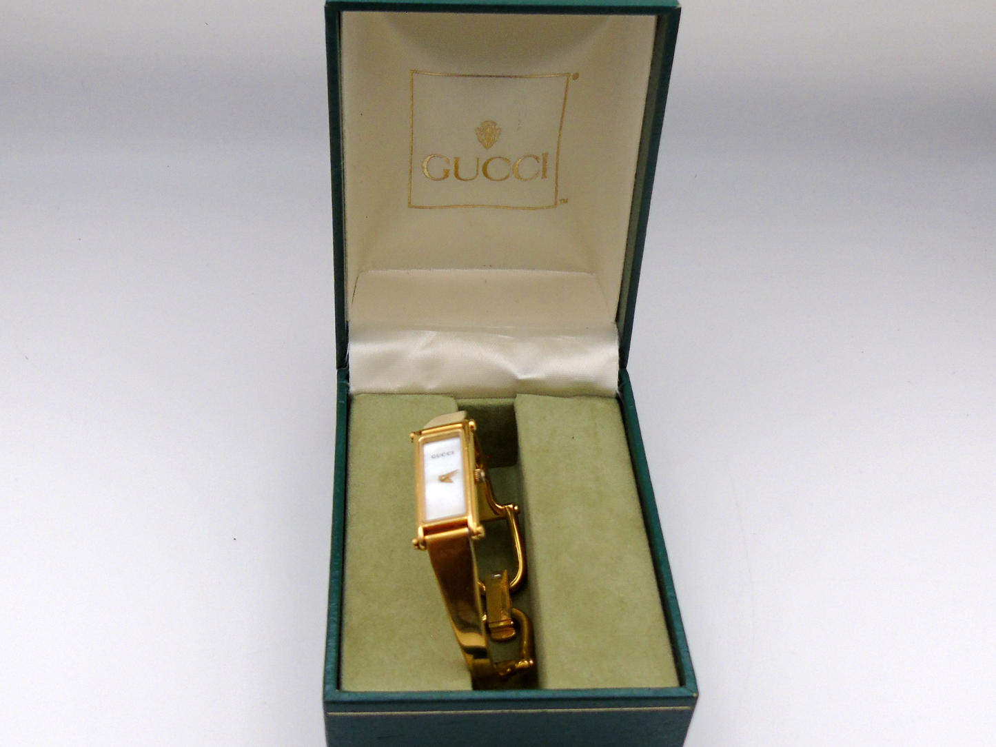 Gucci Ladies Gold Watch – Stunning Gucci 1500L Model with Tank Watch Face & Mother of Pearl Dial G27 - Gems Forgotten