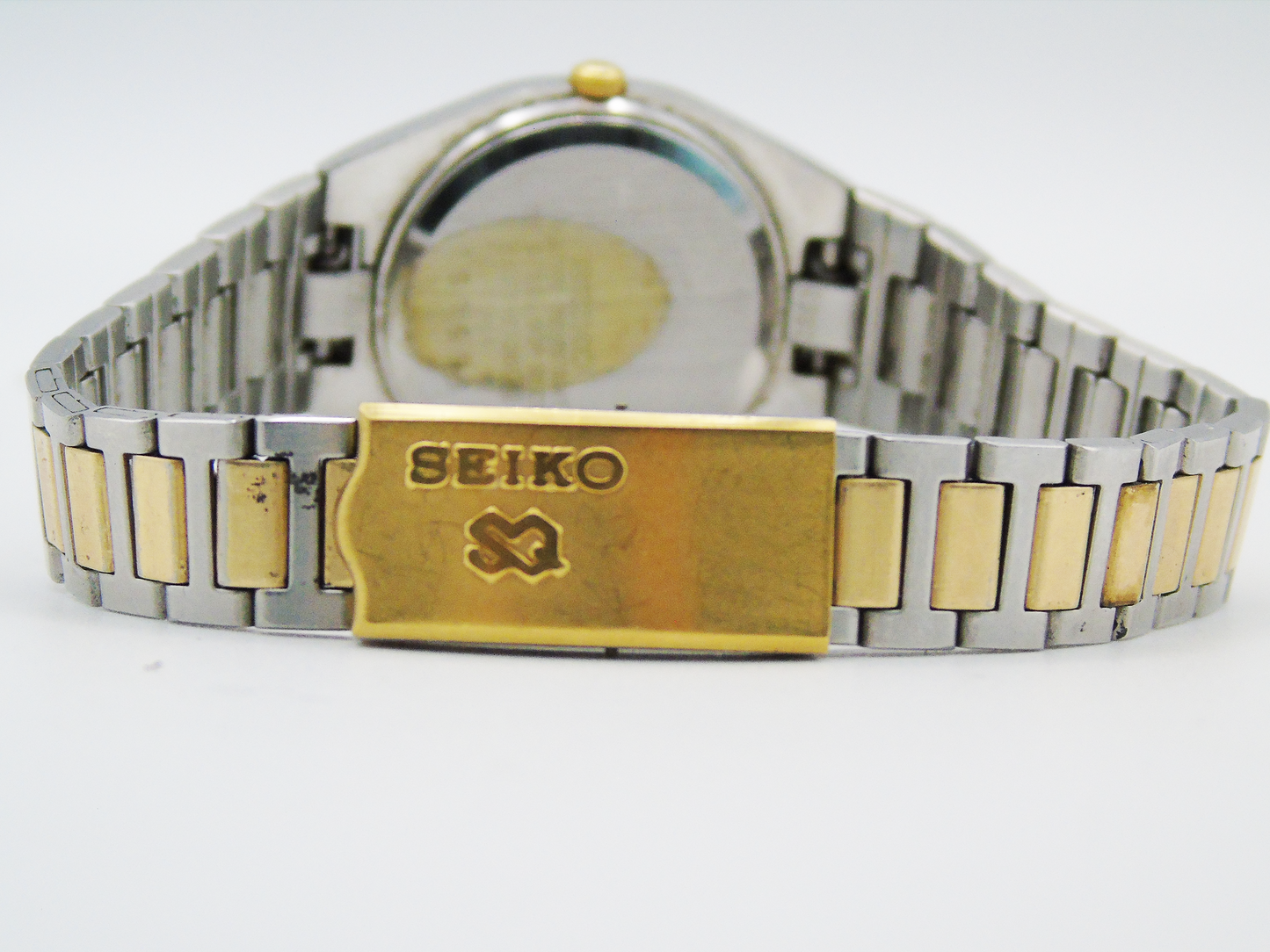 Seiko Ladies Watch Two tone Gold and Silver Tone Quartz Japanese Wristwatch Day Date Function - Gems Forgotten