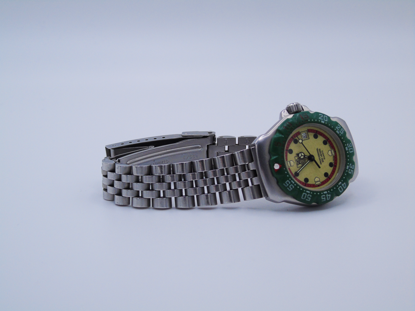 Vintage Tag Heuer Watch Professional Green Bezel Lumi Dial Light up Dial Watch Small 90s Quartz Wristwatch Unique Swiss Watch - Gems Forgotten