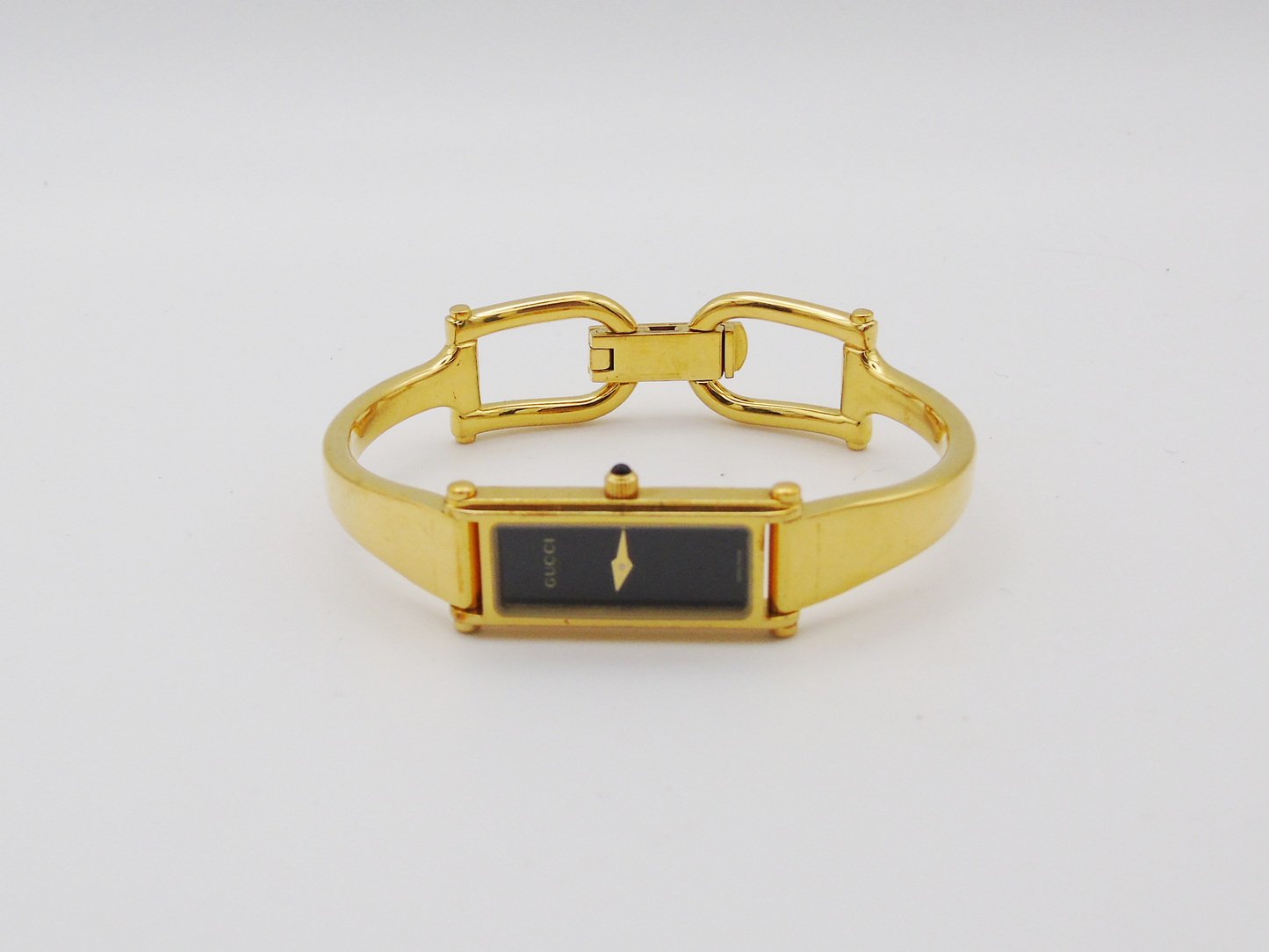 Gucci 1500L Gold Watch – Vintage Gucci Ladies Gold Watch, Elegant Gold Tank Watch Black Dial G18 - Gems Forgotten