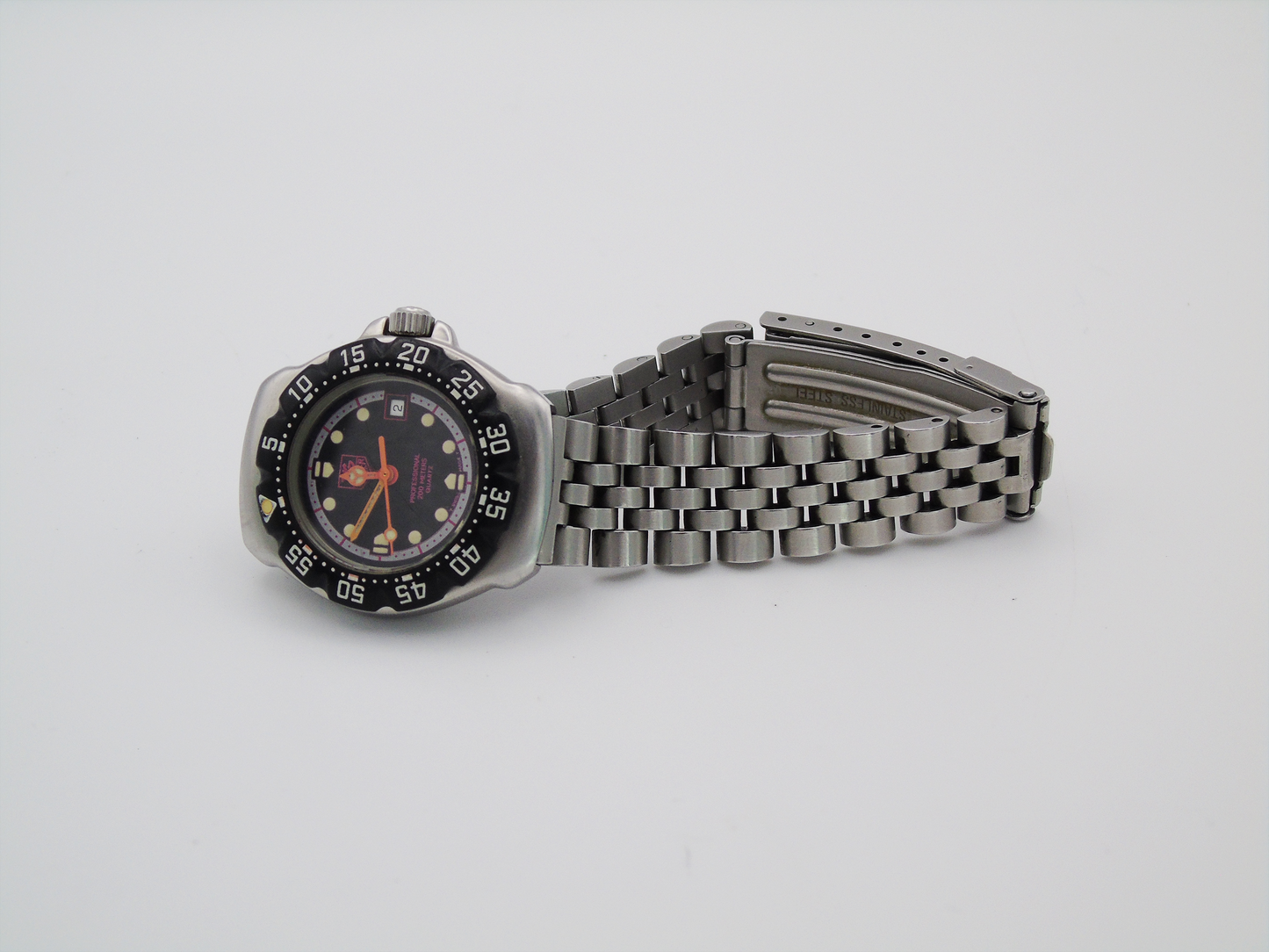 Vintage Tag Heuer Watch Professional Black Bezel Lumi Dial Light up Dial Watch Small 90s Quartz Wristwatch Unique Swiss Watch - Gems Forgotten