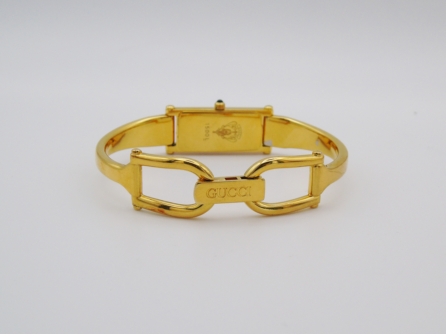 Gucci 1500L Gold Watch – Vintage Gucci Watch, Elegant Gold Tank Watch with Box - Gems Forgotten
