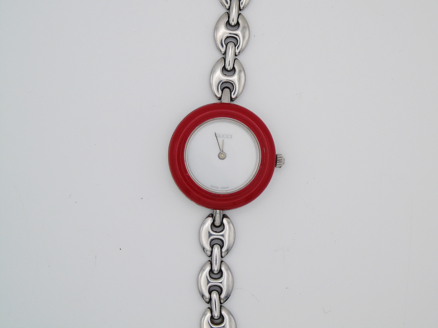 Vintage Gucci Bezel Watch 90s Change Bezel Silver Wristwatch Luxury Designer Elegant Small Quartz - Gems Forgotten