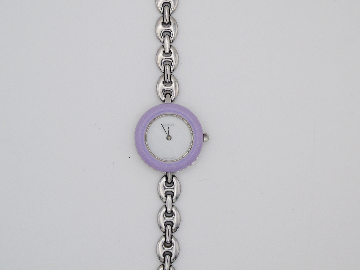 Vintage Gucci Bezel Watch 90s Change Bezel Silver Wristwatch Luxury Designer Elegant Small Quartz - Gems Forgotten