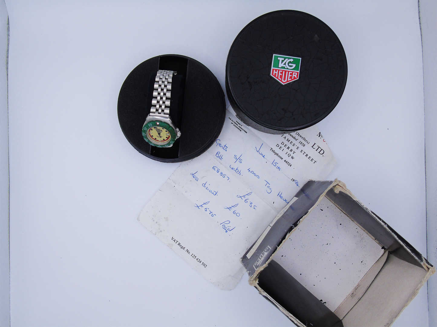 Vintage Tag Heuer Watch Professional Green Bezel Lumi Dial Light up Dial Watch Small 90s Quartz Wristwatch Unique Swiss Watch - Gems Forgotten
