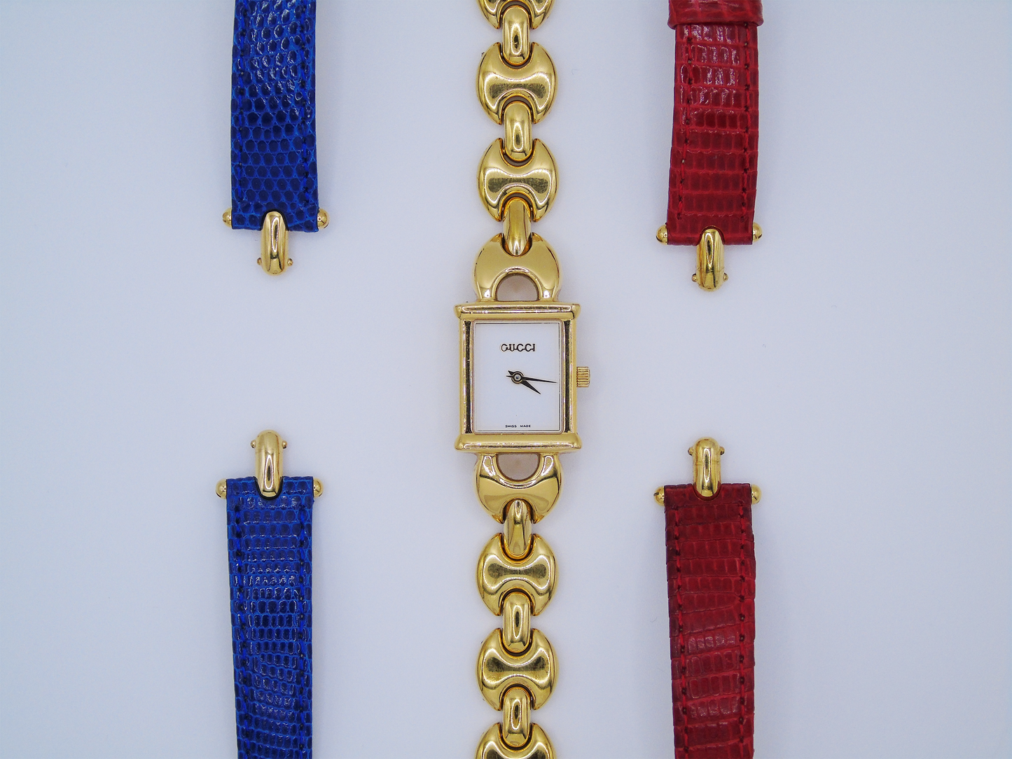 Gucci Ladies Gold Watch – Rare Gucci 1800L Model with Tank Watch Face & Interchangeable Straps - Gems Forgotten