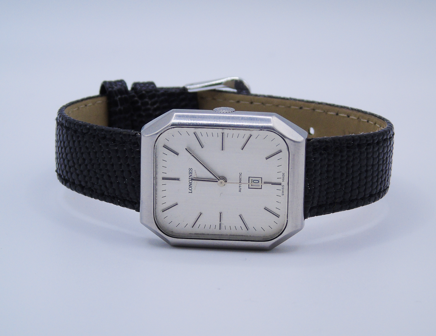 Vintage Longines Mens Watch Automatic 70s Date Tank Stainless Steel Wristwatch Elegant Dress Wristatch - Gems Forgotten