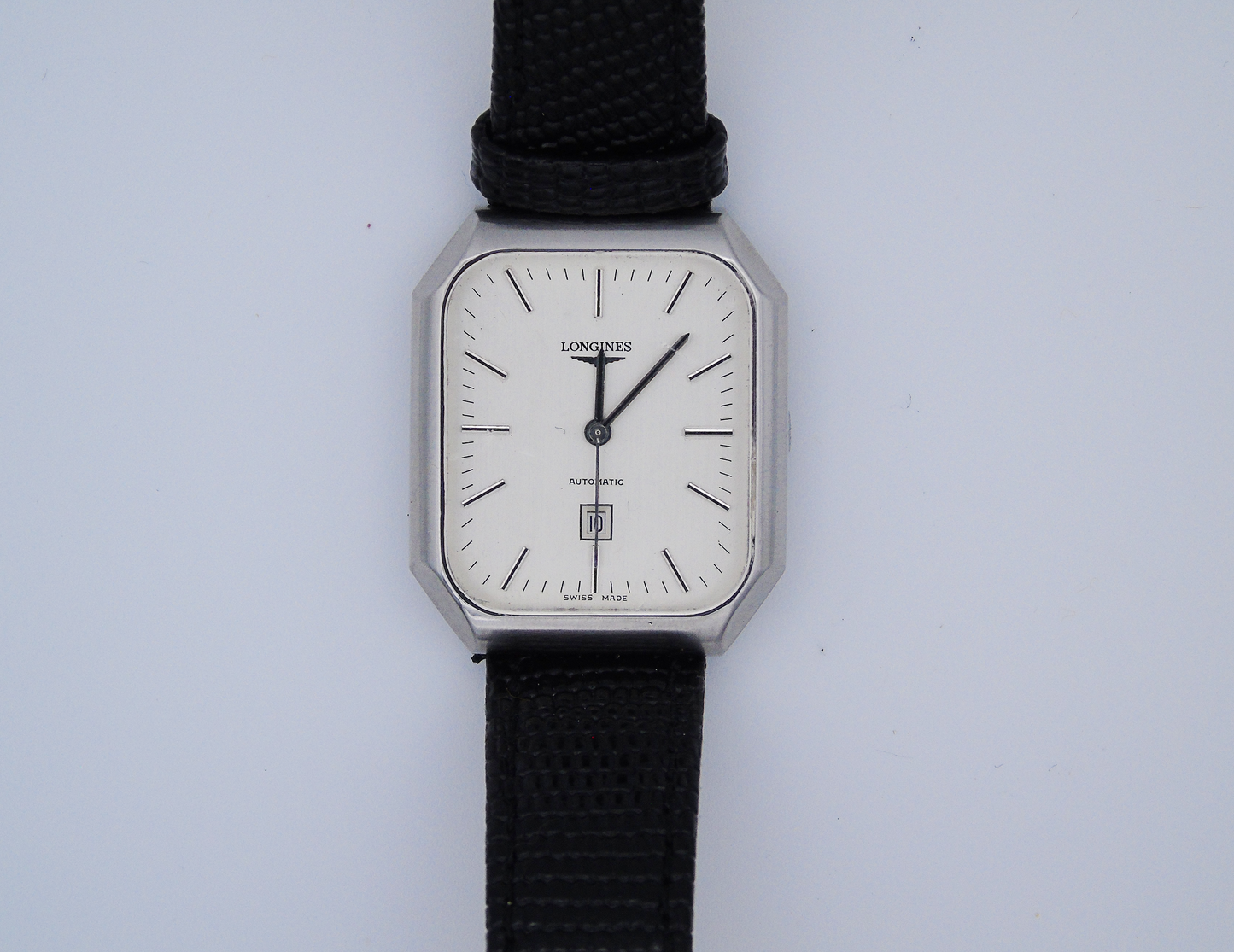 Vintage Longines Mens Watch Automatic 70s Date Tank Stainless Steel Wristwatch Elegant Dress Wristatch - Gems Forgotten