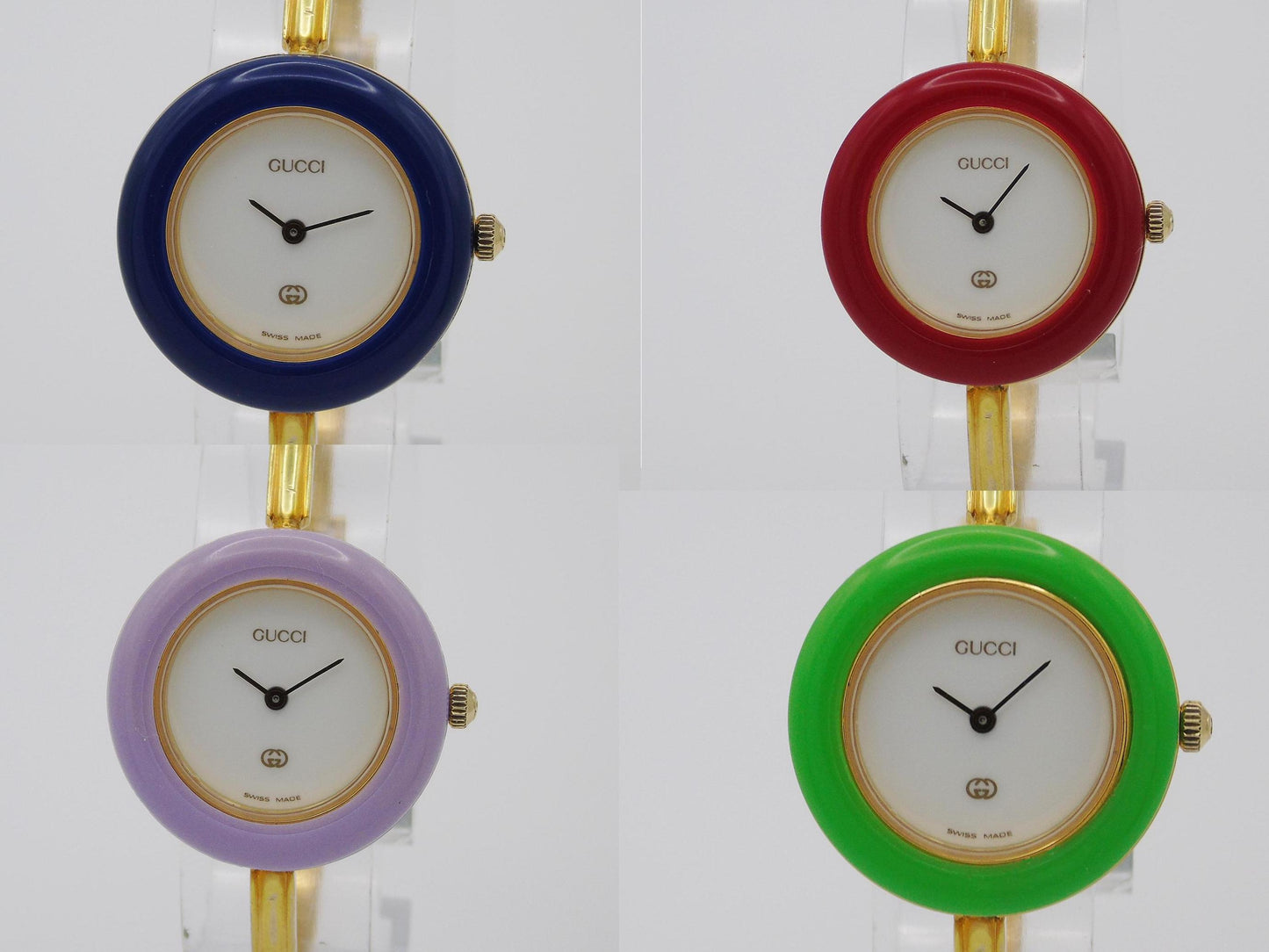 Working Vintage Gucci Bezel Watch 90s Change Bezel Gold Bracelet Bangle Watch Wristwatch Elegant Gold - Gems Forgotten