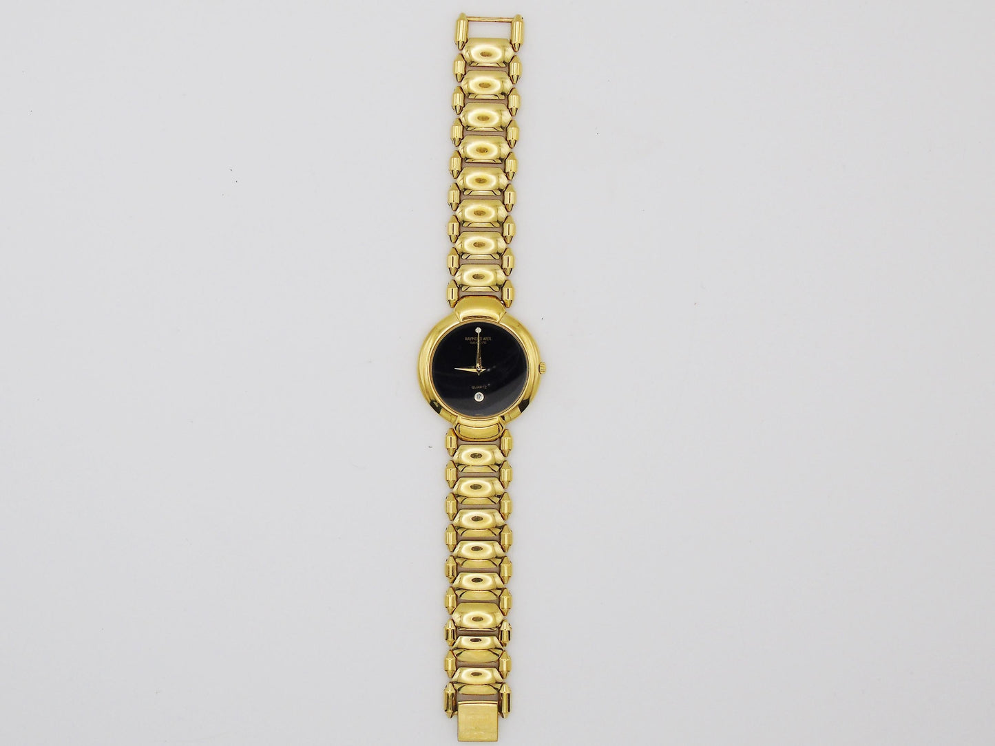 Raymond Weil Watch Womens Gold Plated Elegant Small Gold Wristwatch Box Quartz Swiss Black Dial - Gems Forgotten
