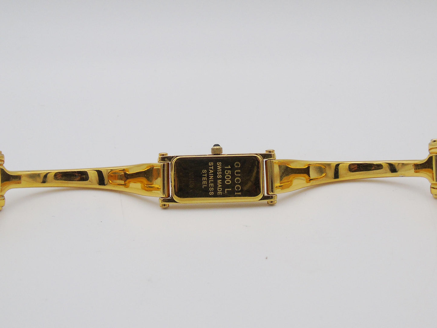 Gucci Ladies Gold Watch with Box and Papers– Stunning Gucci 1500L Model with Tank Watch Face & Mother of Pearl Dial - Gems Forgotten