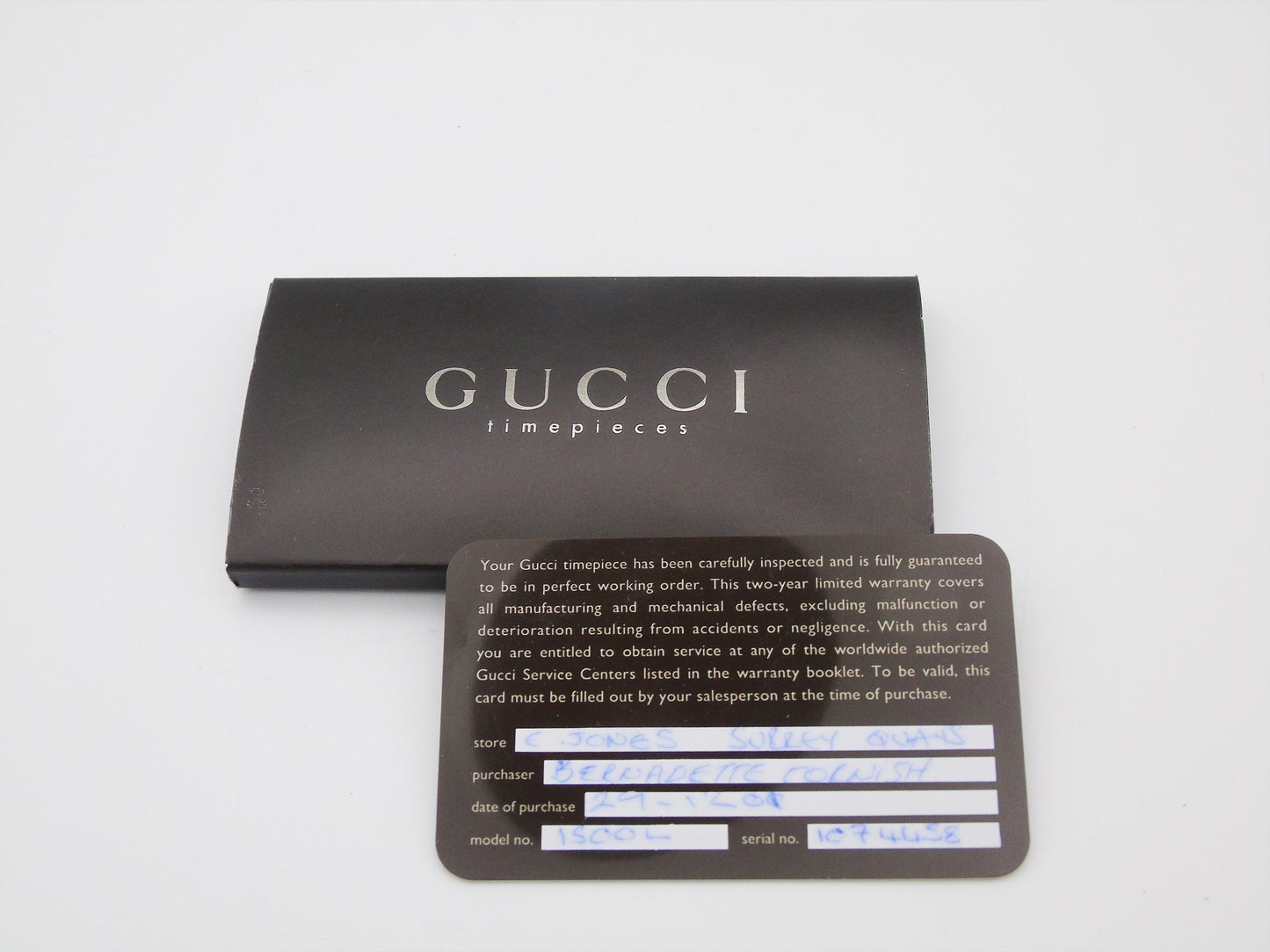 Gucci Ladies Gold Watch with Box and Papers– Stunning Gucci 1500L Model with Tank Watch Face & Mother of Pearl Dial - Gems Forgotten