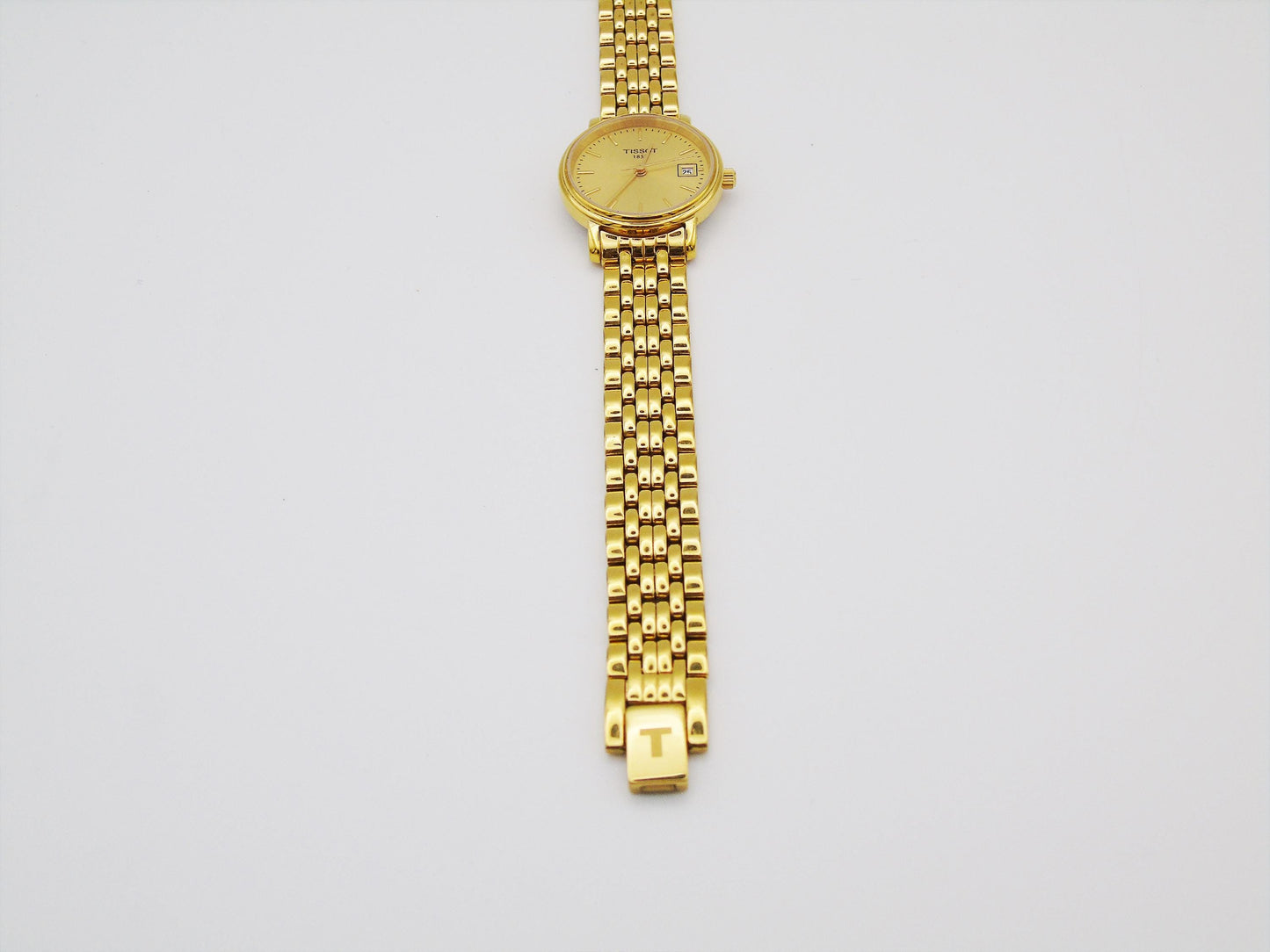 Tissot Ladies Gold Watch Date function Swiss Quartz Watch Small Wrist Elegant gold Plated