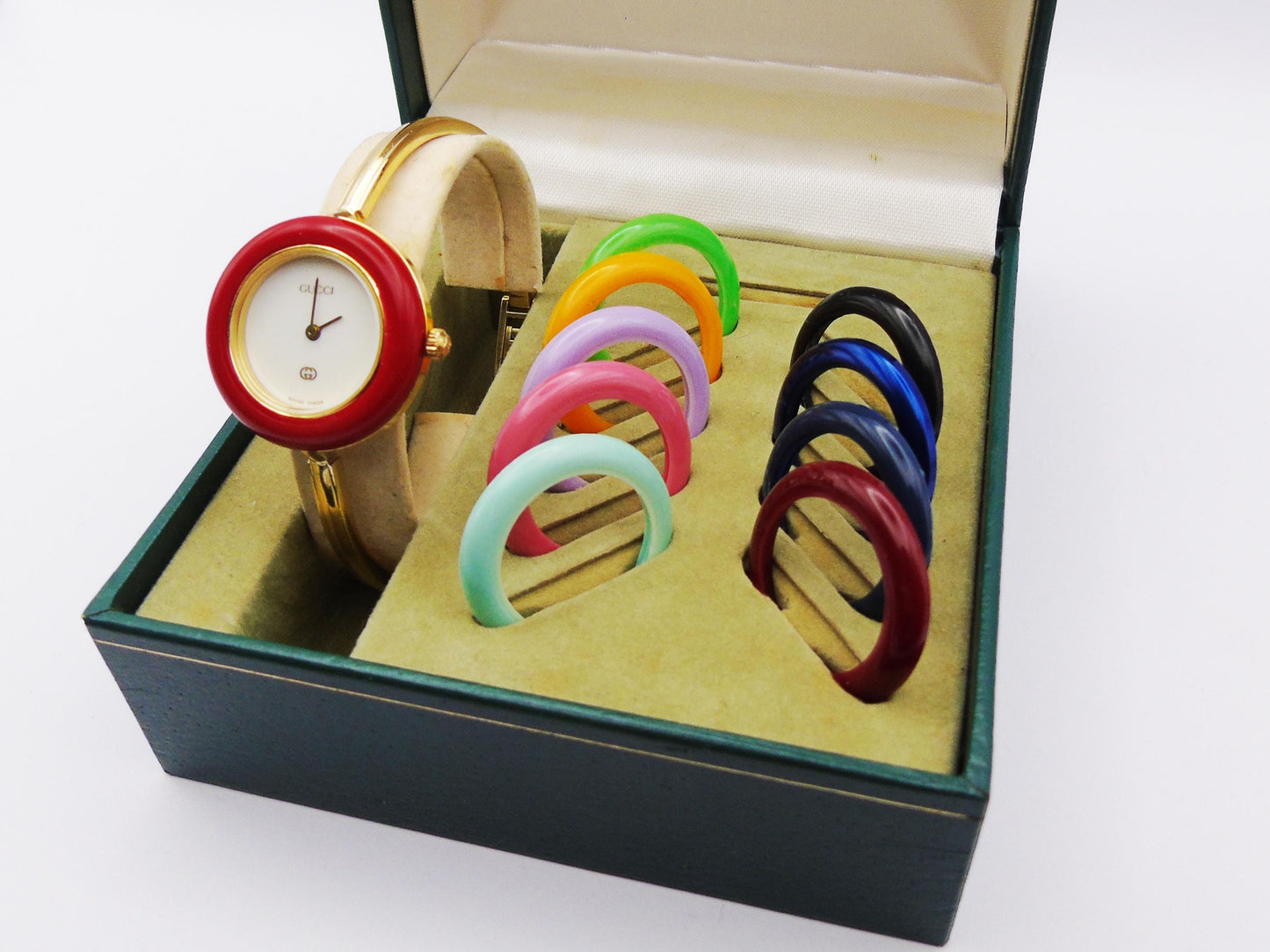 Working Gucci Bezel Watch - Elegant Gold Plated Wristwatch Trending Designer Jewellery - Gems Forgotten