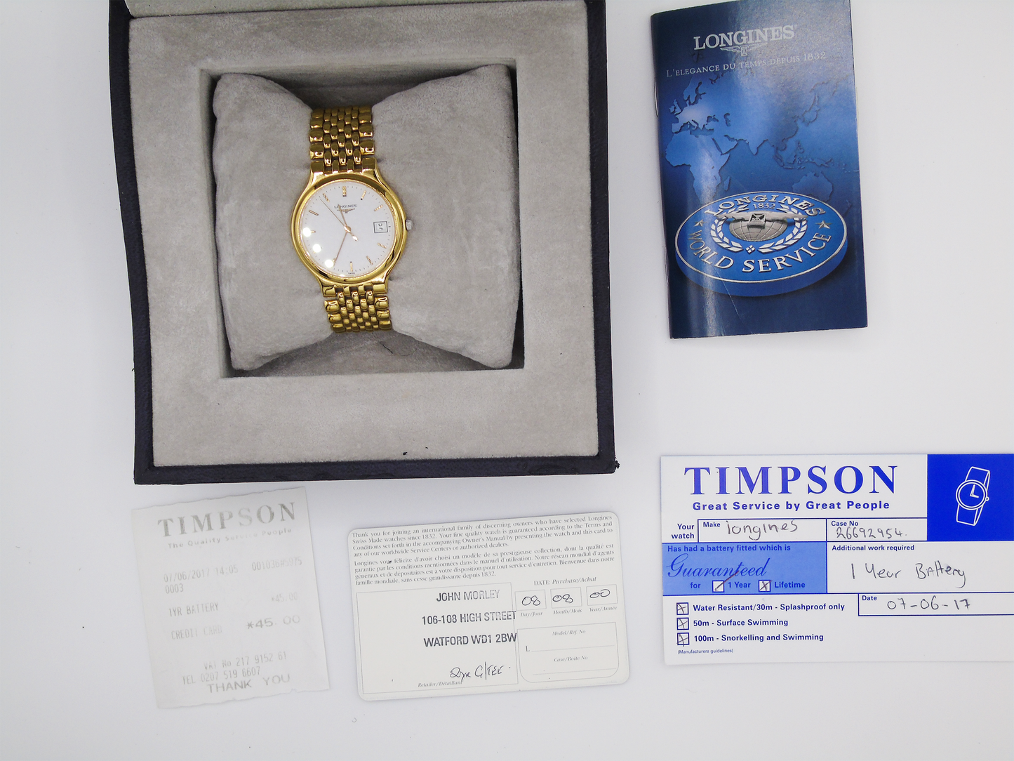 Vintage Longines Flagship Gold Watch with Box Paper - Gems Forgotten