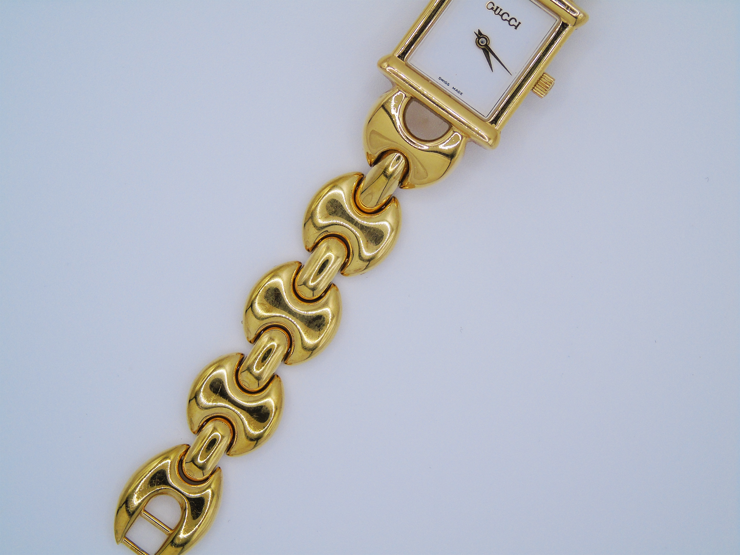 Gucci Ladies Gold Watch – Rare Gucci 1800L Model with Tank Watch Face & Interchangeable Straps - Gems Forgotten