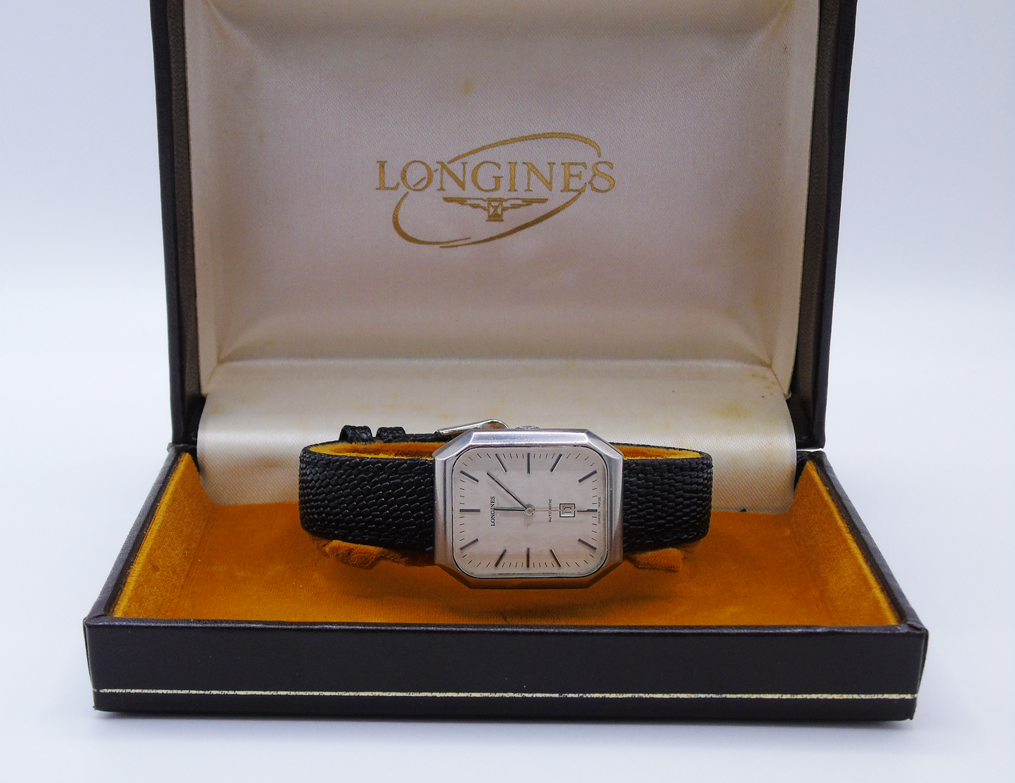 Vintage Longines Mens Watch Automatic 70s Date Tank Stainless Steel Wristwatch Elegant Dress Wristatch - Gems Forgotten