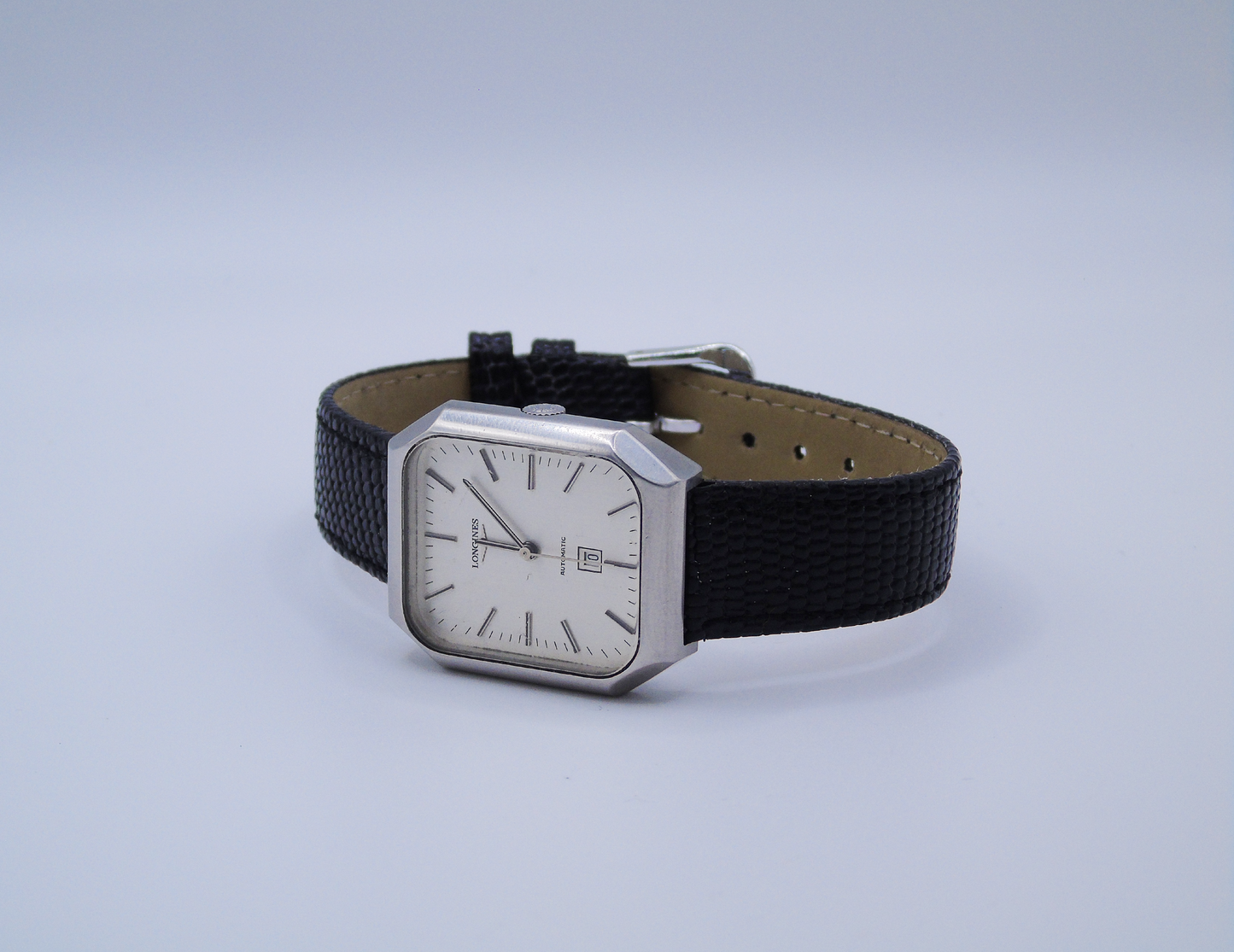 Vintage Longines Mens Watch Automatic 70s Date Tank Stainless Steel Wristwatch Elegant Dress Wristatch - Gems Forgotten