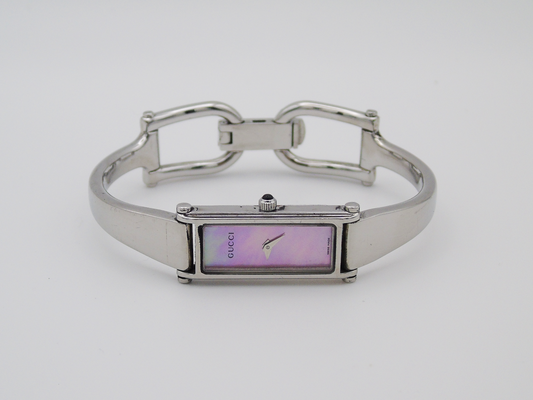 Vintage Gucci Watch Womens MOP Tank Watch Pink Mother of Pearl Dial Box Papers (Copy) - Gems Forgotten 