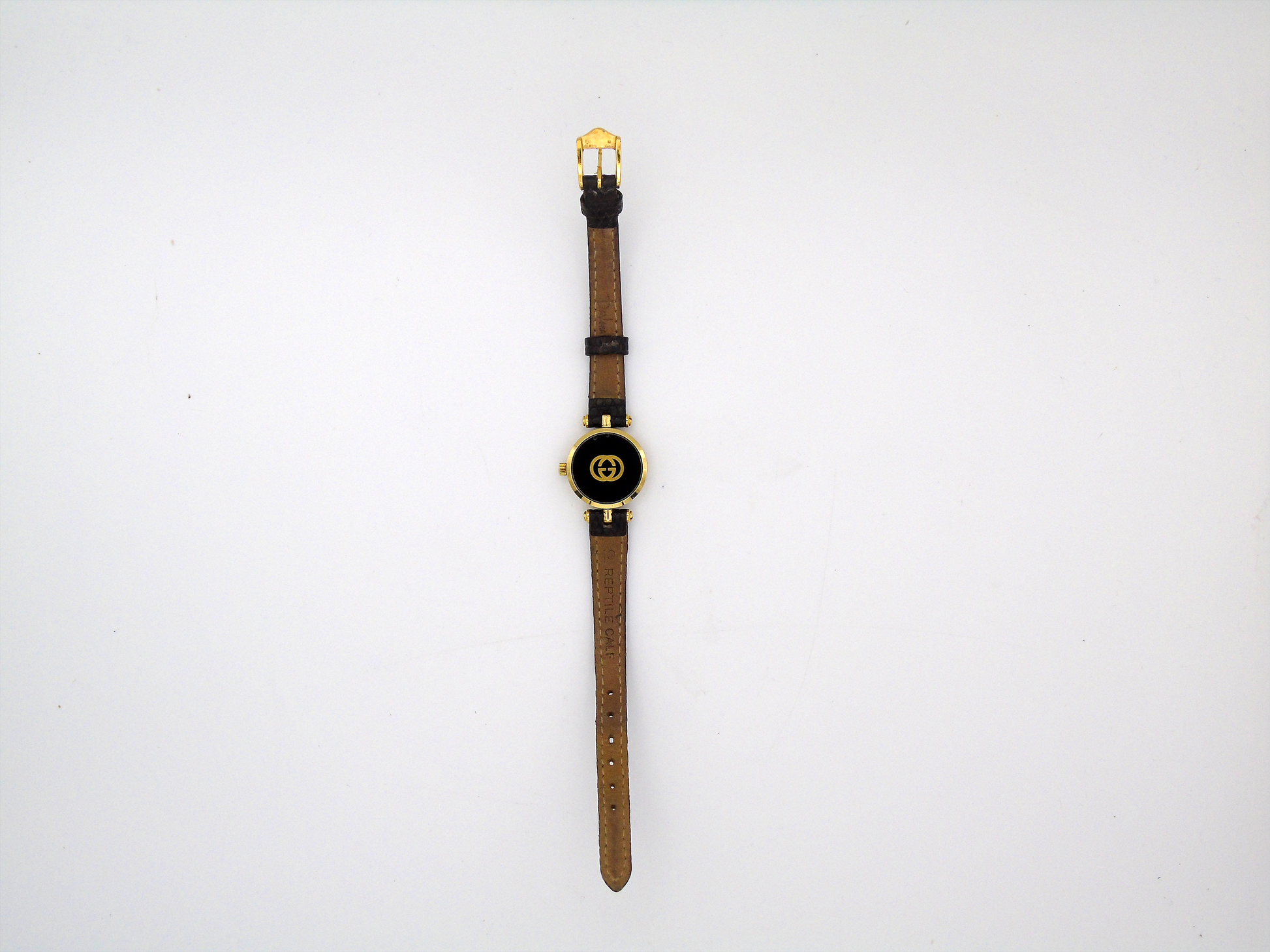 Gucci Ladies Gold Plated Watch Model 467 – Gold Roman Sherry Collection – Swiss Quartz, Leather Strap, Vintage Elegant Timepiece G45 - Gems Forgotten 