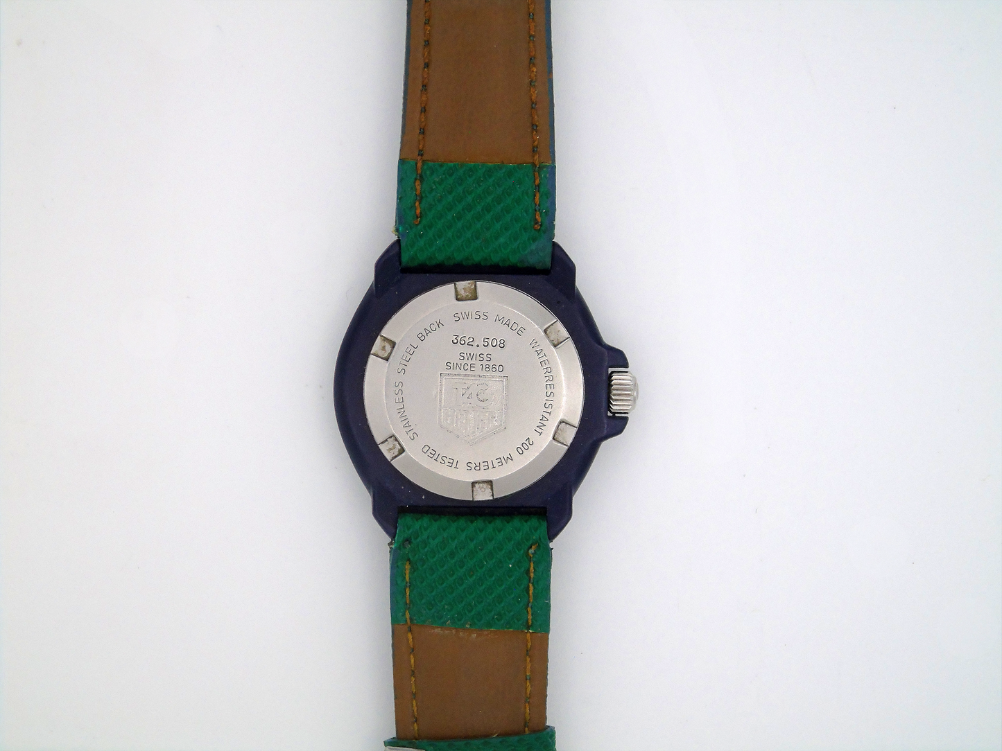 Tag Heuer Professional Watch – Blue Dial, Green Rotating Bezel, Swiss Quartz, 30mm Vintage Timepiece - Gems Forgotten 