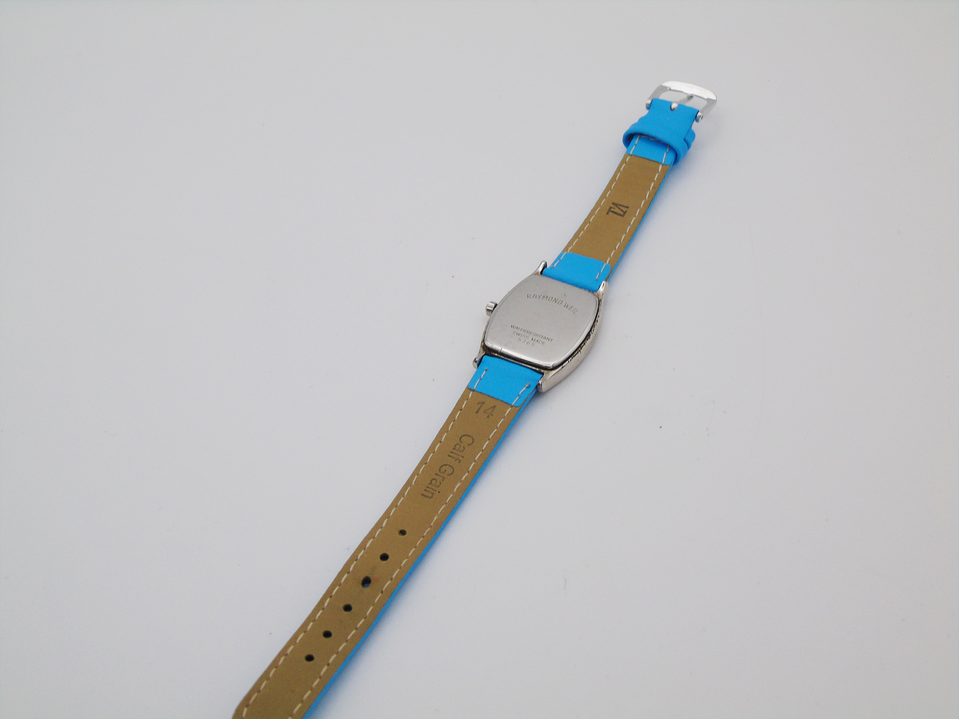Raymond Weil Ladies Watch – Swiss Date Watch with Box & Papers | Blue Leather Strap - Gems Forgotten 