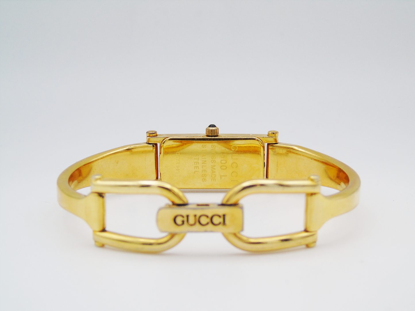 Gucci Ladies Gold Watch – Stunning Gucci 1500L Model with Tank Watch Face & Mother of Pearl Dial - Gems Forgotten 