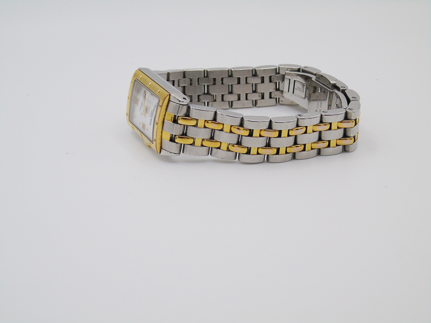 Vintage Raymond Weil Tango MOP Dial Watch Two Tone Small Elegant Chain Wristwatch Mother of Pearl - Gems Forgotten 