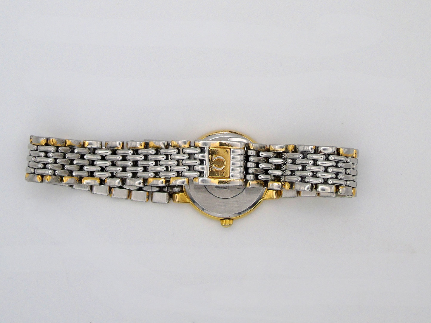 Omega DeVille Ladies Watch – Two Tone Gold Plated & Stainless Steel – Swiss Quartz, Elegant Gold Dial, Vintage Timepiece - Gems Forgotten 