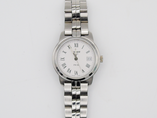Tissot PR50 Ladies Watch Silver Tone Swiss Quartz Watch Small Wrist Elegant Steel - Gems Forgotten 