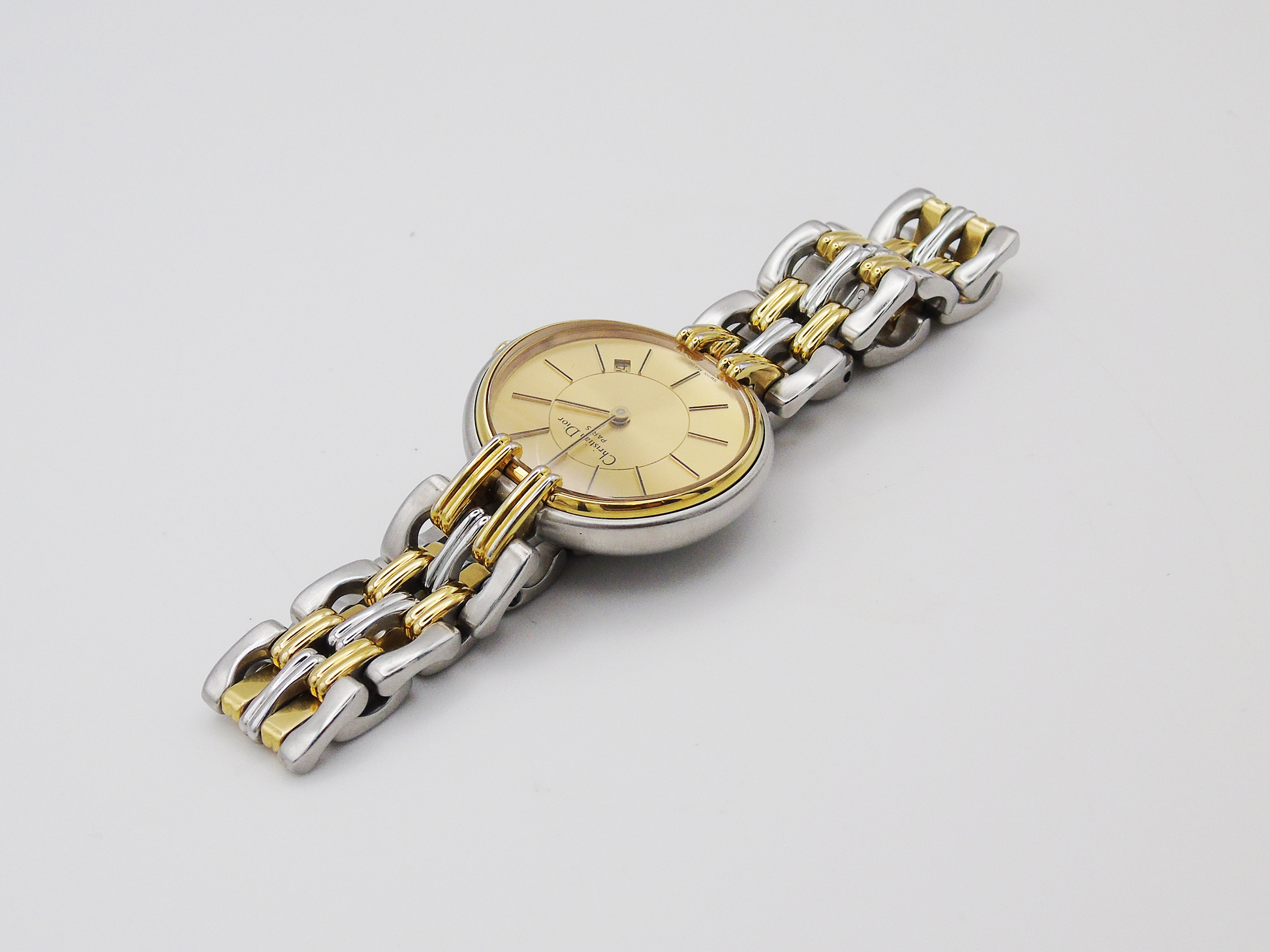 Christian Dior Ladies Watch Two-Tone Gold Silver Date Function Elegant Designer Wristwatch Ladies Gift - Gems Forgotten 