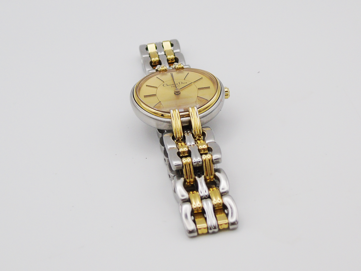 Christian Dior Ladies Watch Two-Tone Gold Silver Date Function Elegant Designer Wristwatch Ladies Gift - Gems Forgotten 