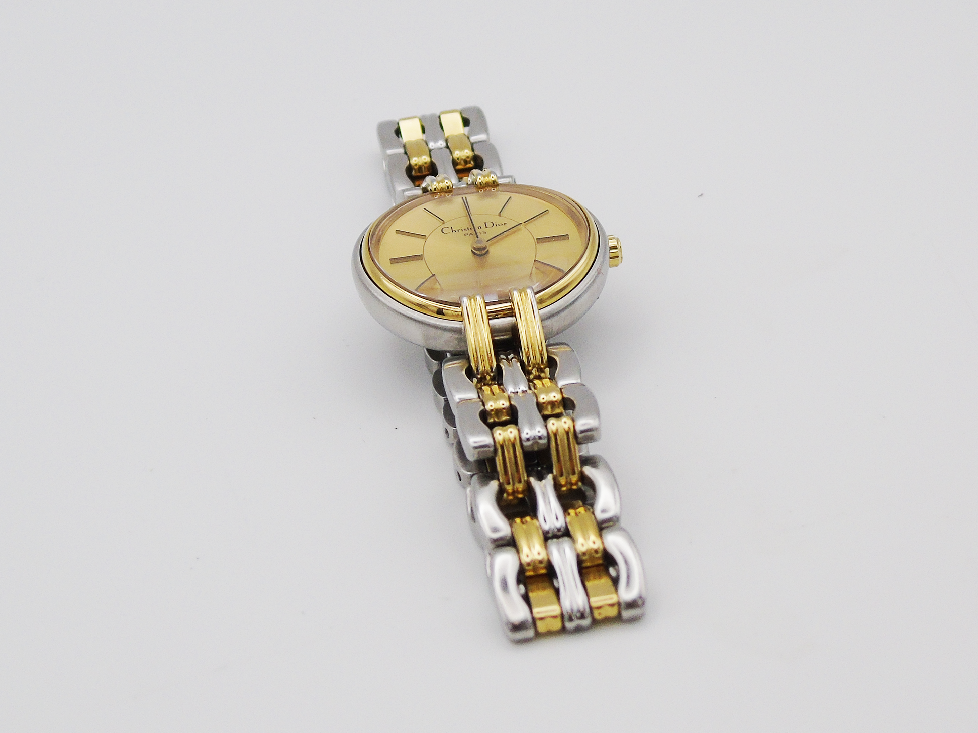 Christian Dior Ladies Watch Two-Tone Gold Silver Date Function Elegant Designer Wristwatch Ladies Gift - Gems Forgotten 