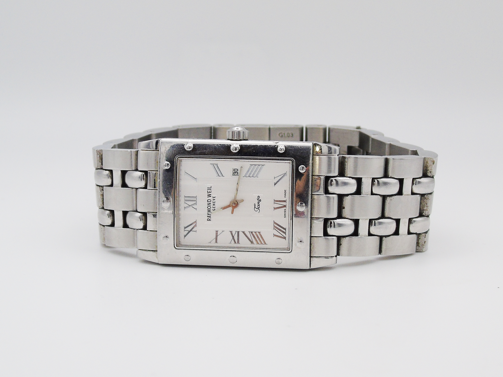 Raymond Weil Mens Tank Watch – Sapphire Crystal, Analogue Display, Great Condition Chunky Watch - Gems Forgotten 