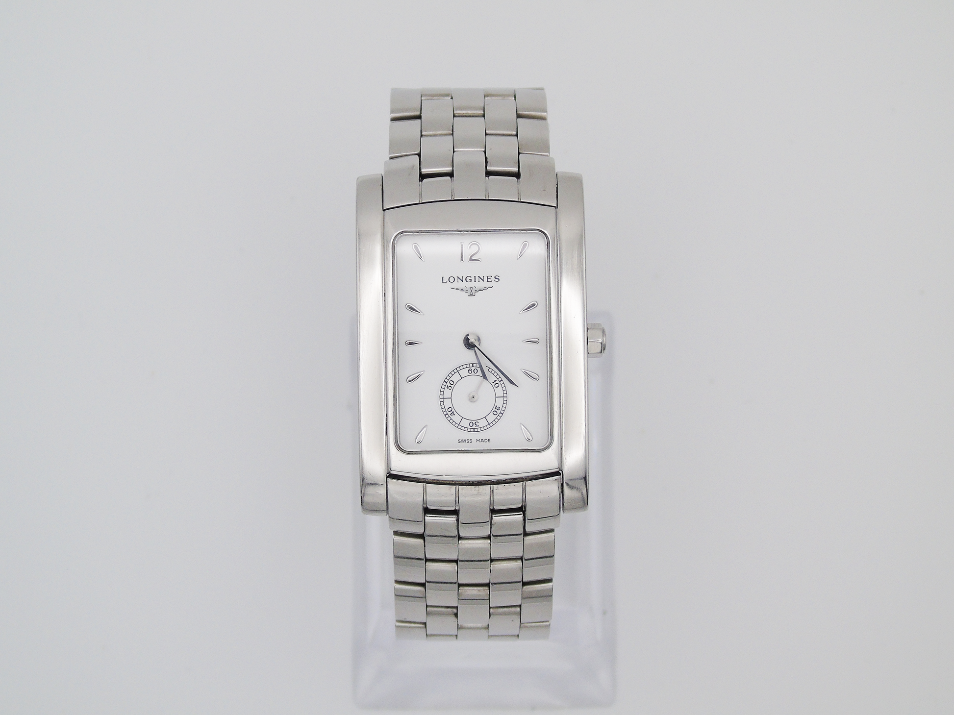 Longines Dolce Vita Mens Tank Watch – White Dial, Swiss Movement, Original Box - Gems Forgotten 