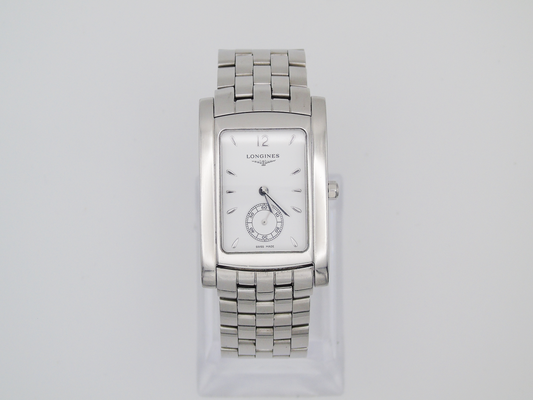 Longines Dolce Vita Mens Tank Watch – White Dial, Swiss Movement, Original Box - Gems Forgotten 