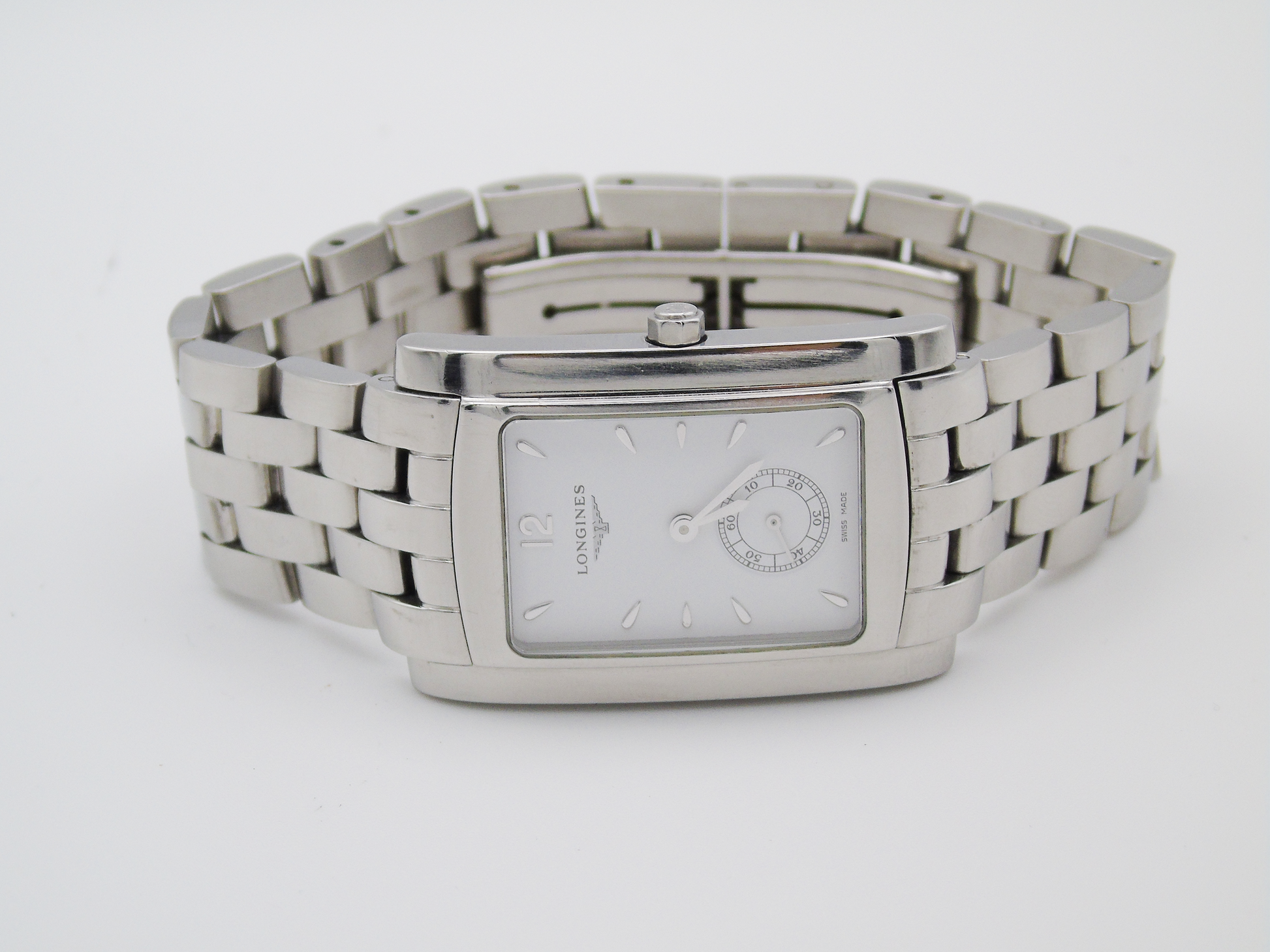 Longines Dolce Vita Mens Tank Watch – White Dial, Swiss Movement, Original Box - Gems Forgotten 