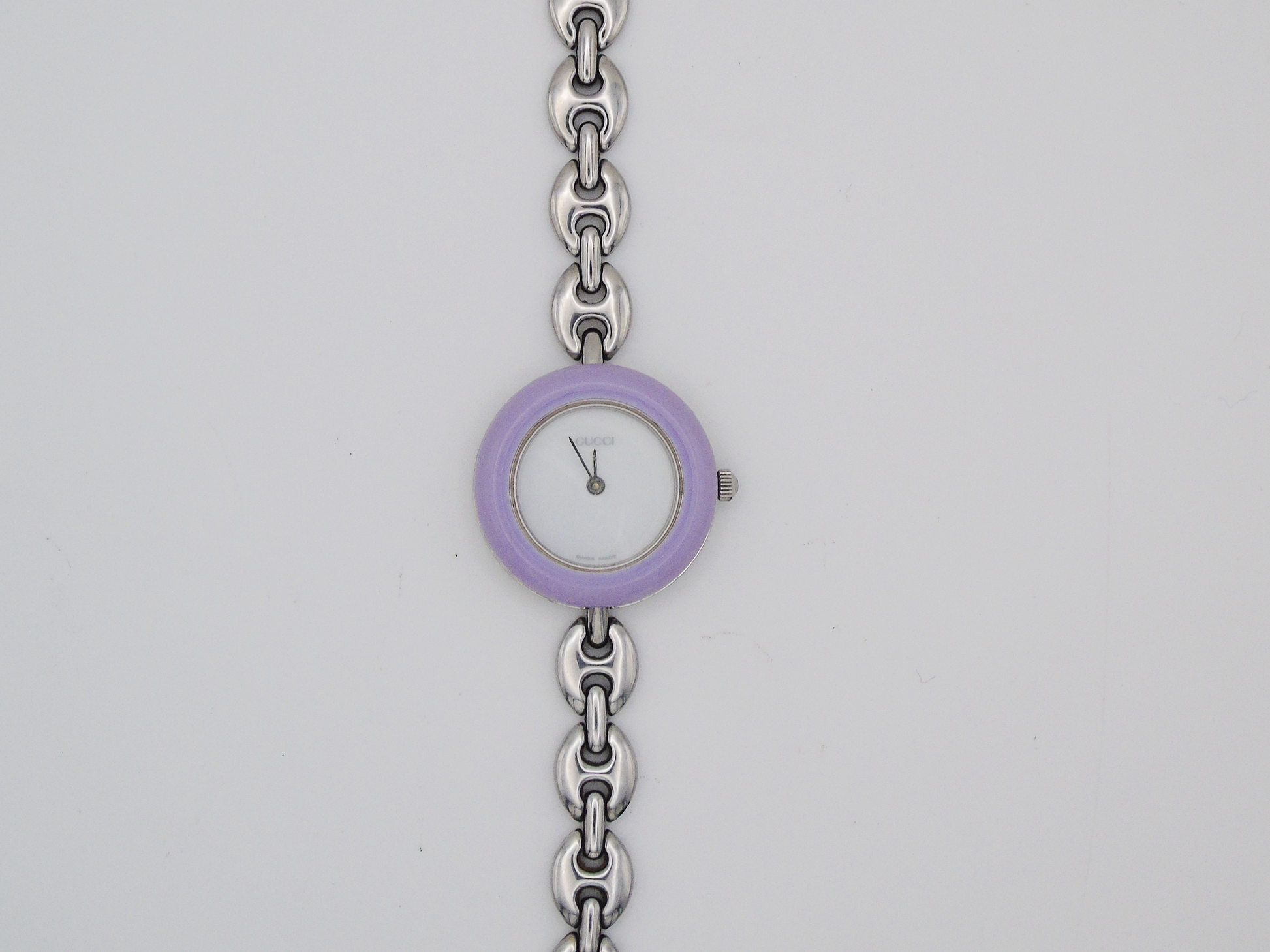 Vintage Gucci Bezel Watch 90s Change Bezel Silver Wristwatch Luxury Designer Elegant Small Quartz - Gems Forgotten 