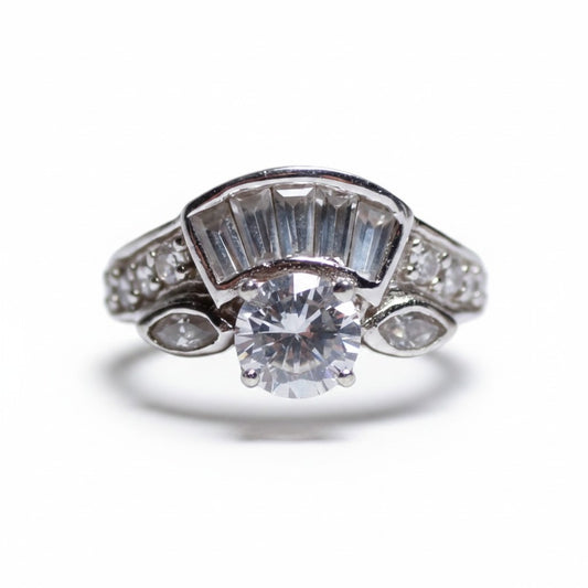Ladies Silver Ring (925) Art Deco - Gems Forgotten 