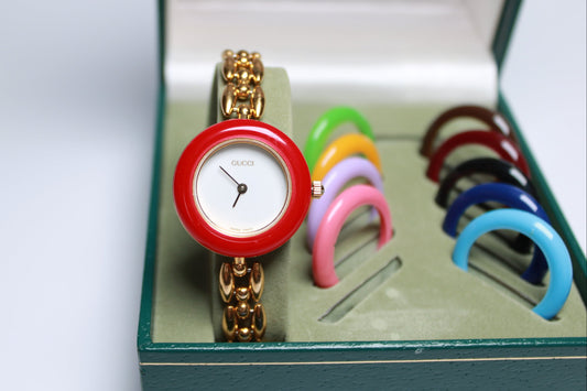 Working Vintage Gucci Bezel Watch  with a Rice Link - Gems Forgotten 