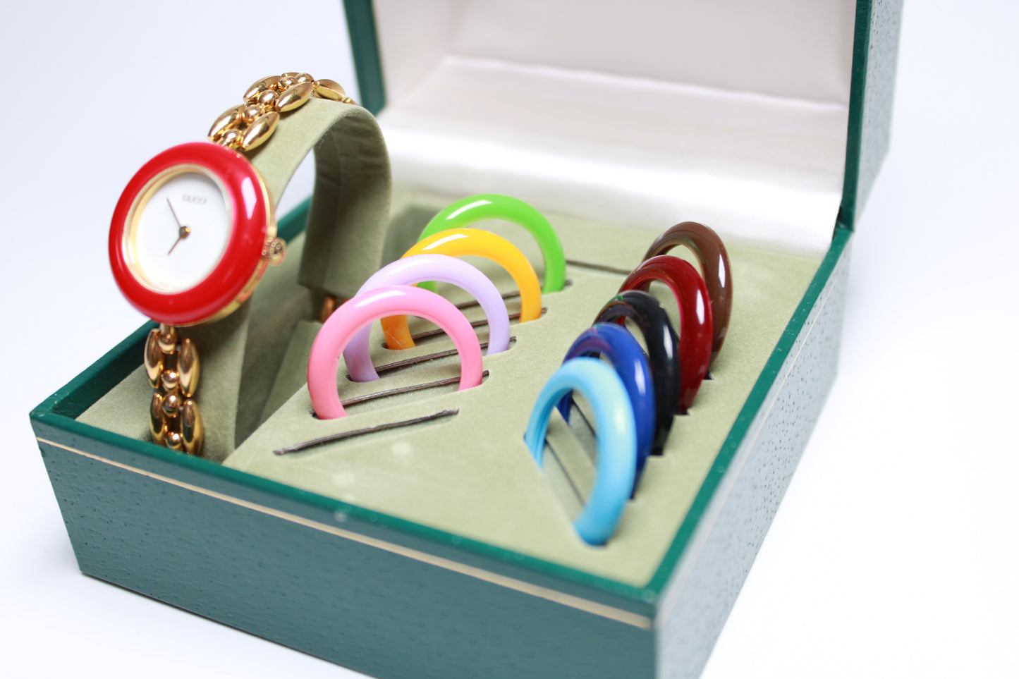 Working Vintage Gucci Bezel Watch  with a Rice Link - Gems Forgotten 