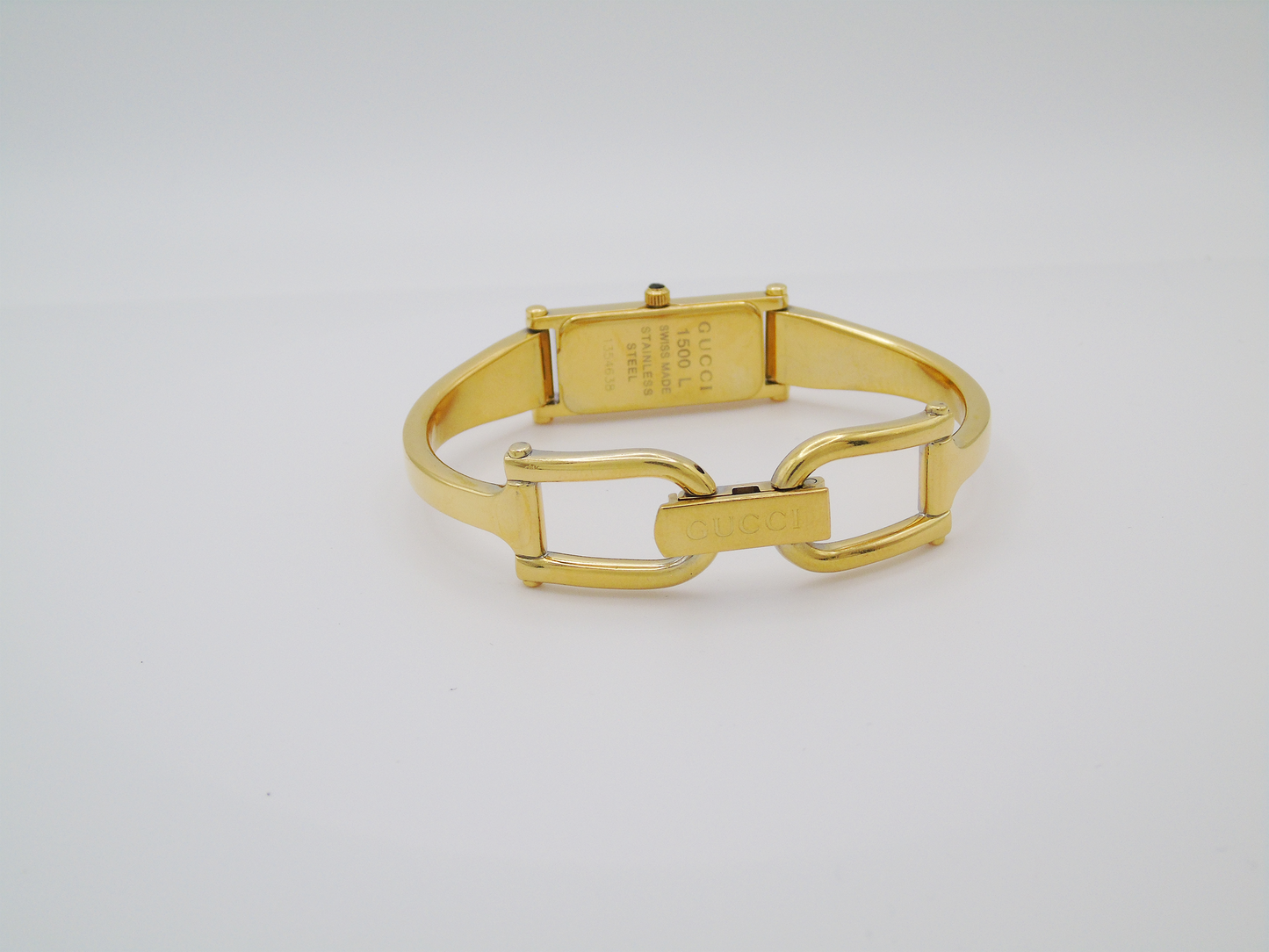 Gucci Ladies Gold Watch – Stunning Gucci 1500L Model with Tank Watch Face & Mother of Pearl Dial - Gems Forgotten 