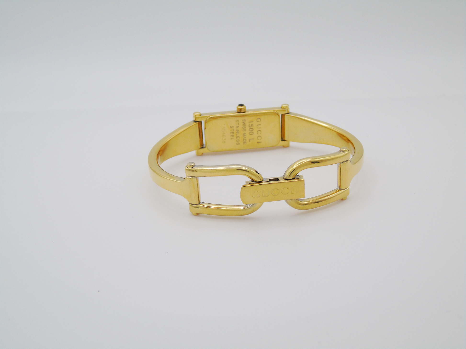 Gucci Ladies Gold Watch – Stunning Gucci 1500L Model with Tank Watch Face & Mother of Pearl Dial - Gems Forgotten 