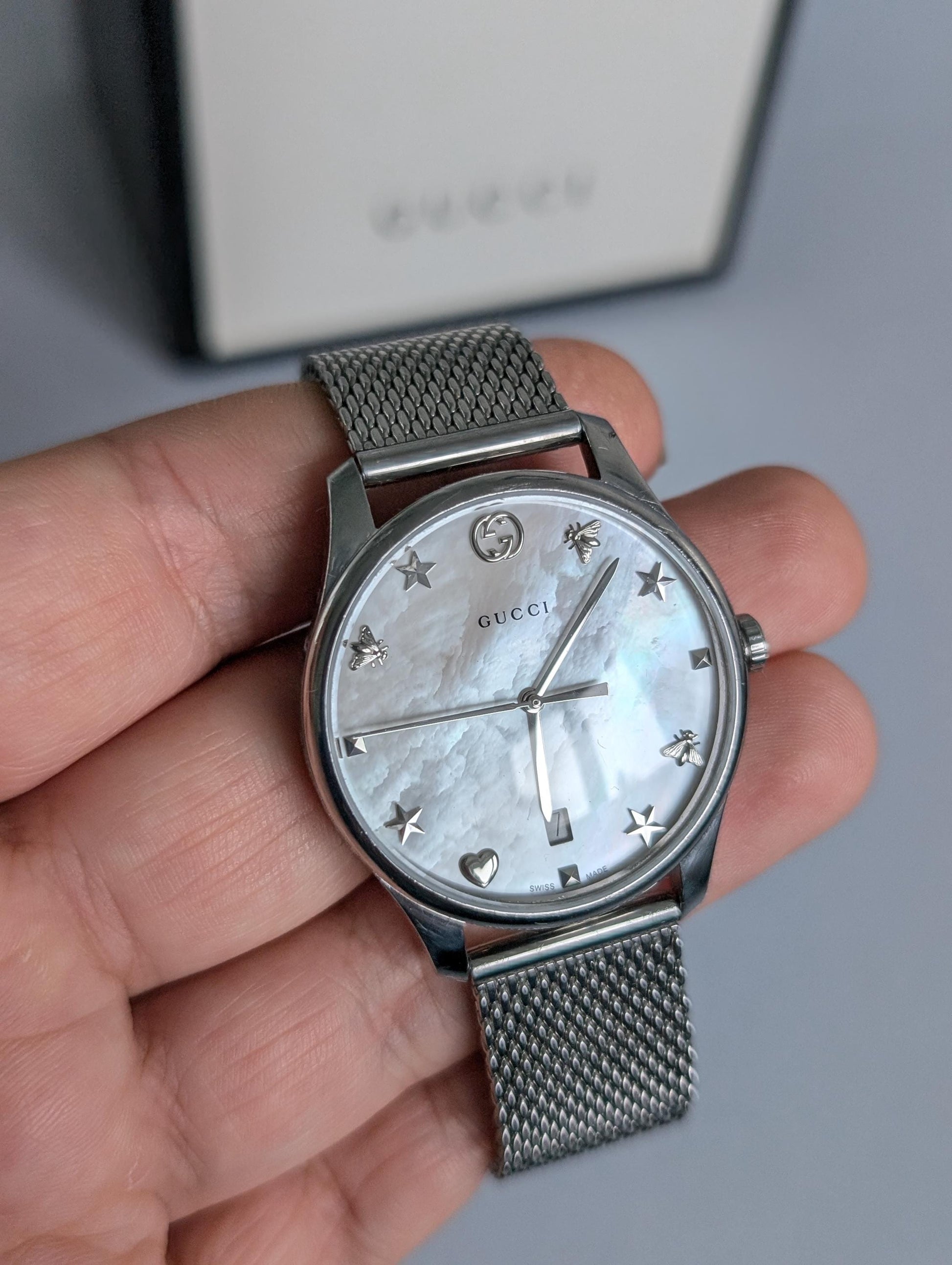 Gucci G-timeless MOP Watch Mother of Pearl Dial Quartz - Gems Forgotten 
