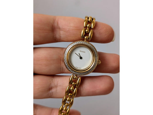 Vintage Gucci Diamond Cut Gold Bezel Only for Change bezel watch - Gems Forgotten 