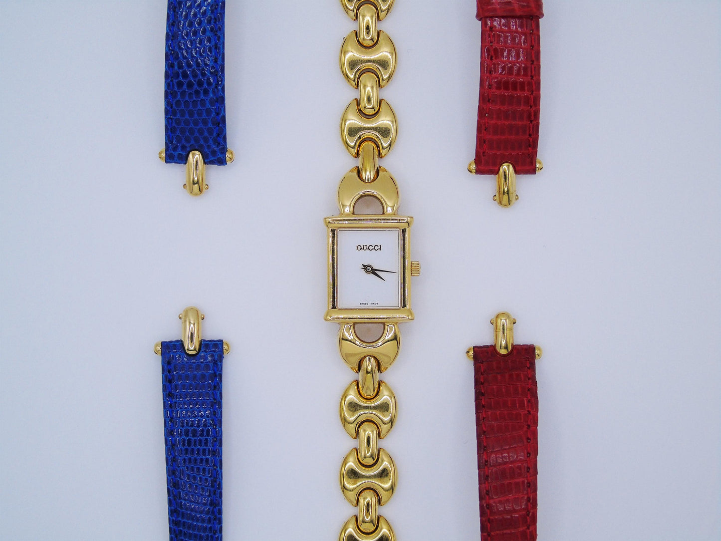 Working Gucci Ladies Gold Watch – Rare Gucci 1800L Model with Tank Watch Face & Interchangeable Straps