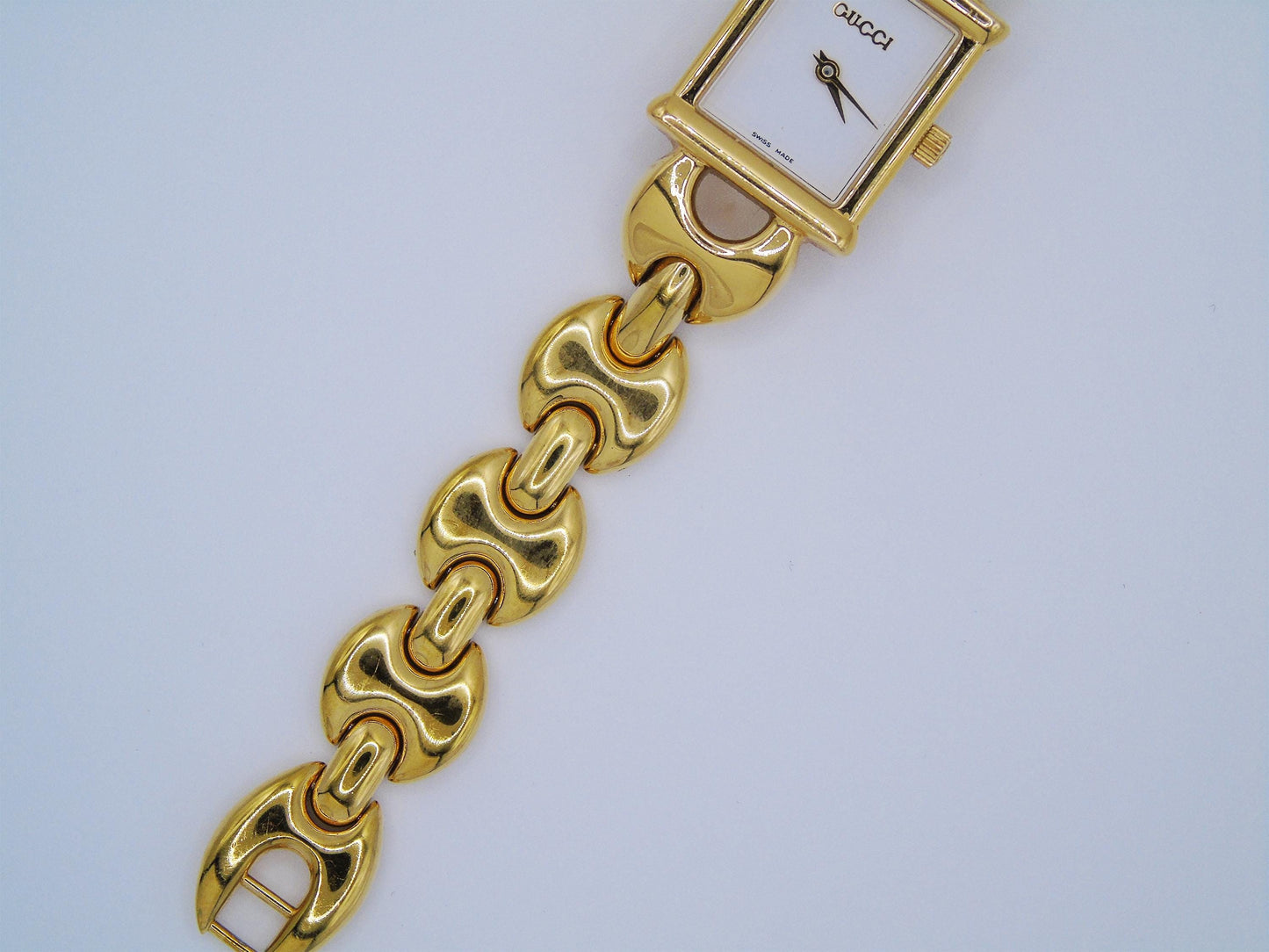 Working Gucci Ladies Gold Watch – Rare Gucci 1800L Model with Tank Watch Face & Interchangeable Straps