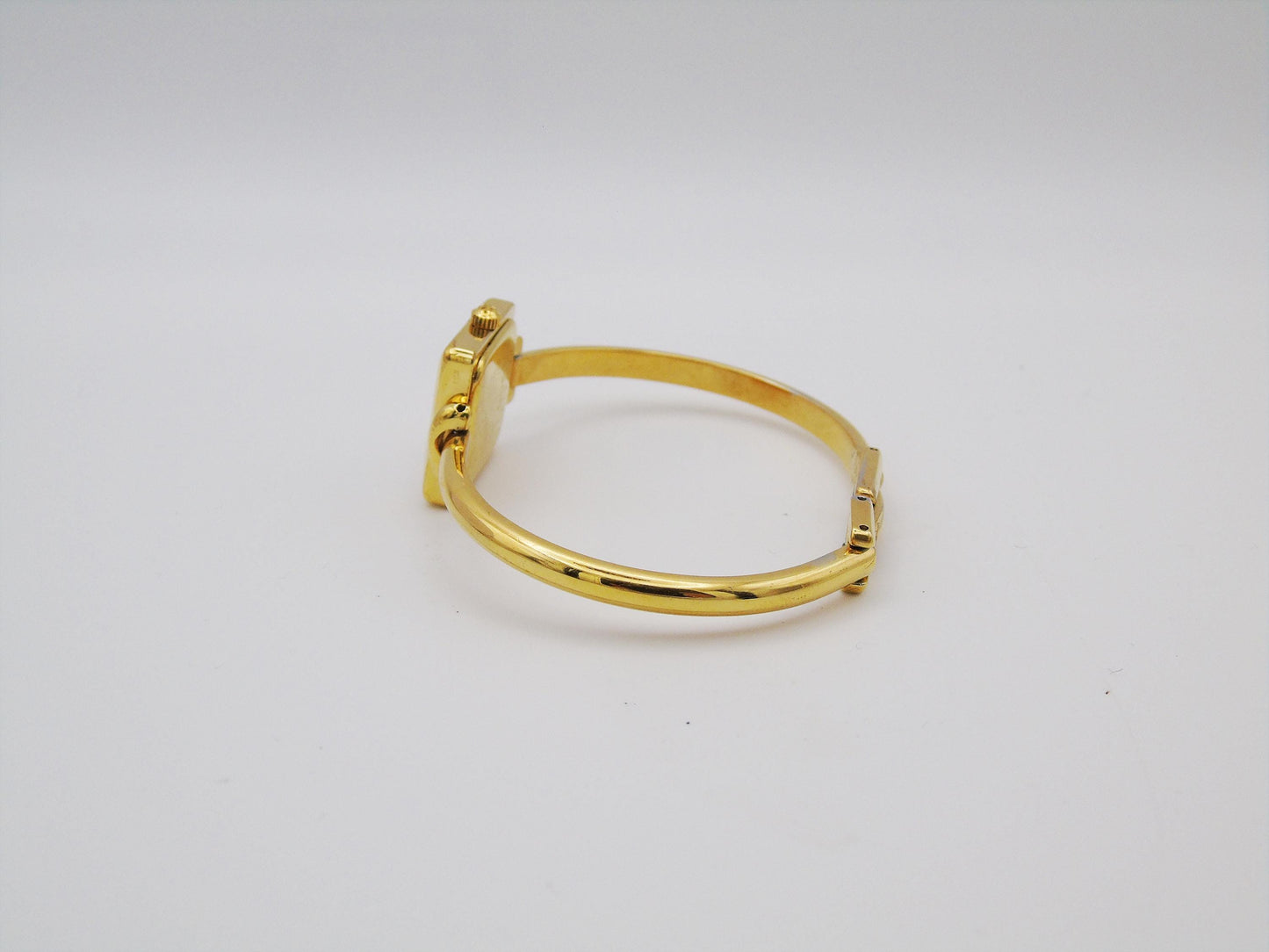 Working Vintage Gucci Watch Square 1900L Gold Gold Dial Elegant Gucci Wristwatch Cheap Gucci Small Bracelet Bangle G21 - Gems Forgotten 